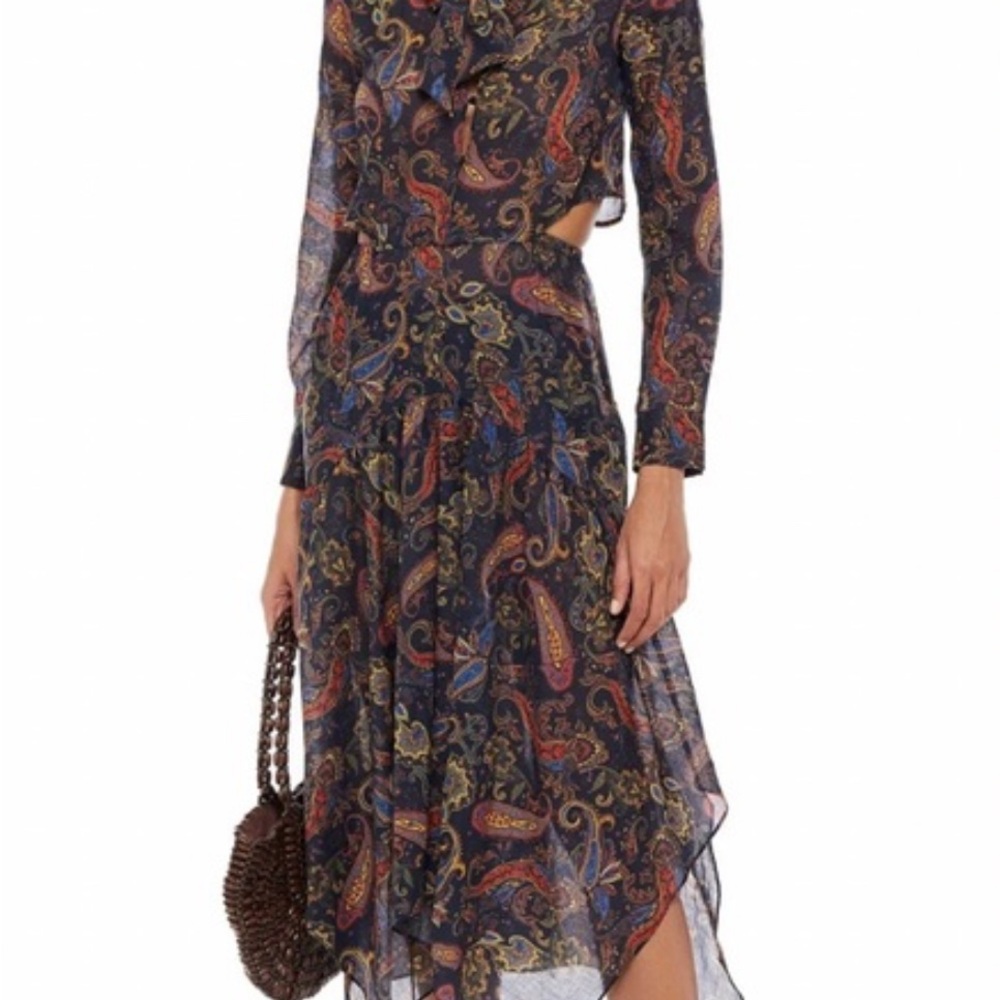 Maje cutout printed cotton-voile midi dress